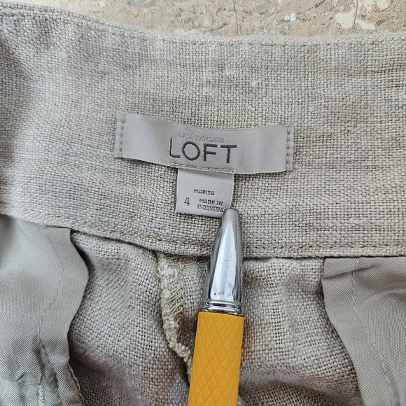 100% Linen Pants SZ 4 Loft Marisa Bootcut‎ Flat Front Beachy Coastal Preppy Work - Picture 6 of 7